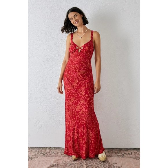 Free People Mystical Mindset Printed Maxi in scarlett combo Size M - Picture 3 of 15